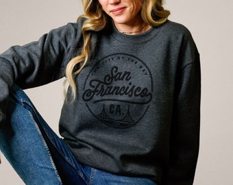 San Francisco California Sweatshirt Vintage-Style Dark Heather Gray Unisex Crewneck