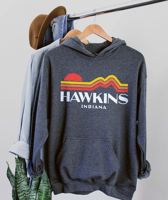 Moletom com capuz unissex Hawkins Indiana Stranger Things retrô