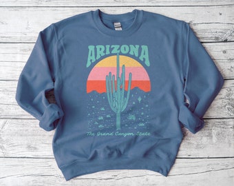 Vintage Arizona Saguaro Cactus Woestijn Retro Grand Canyon Crewneck Sweatshirt