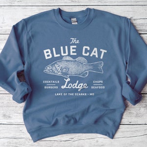 Ozark Blue Cat Lodge Missouri Lake of the Ozarks Unisex Crewneck Sweatshirt