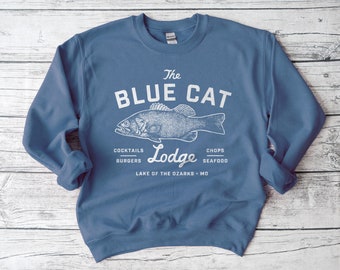 Ozark Blue Cat Lodge Missouri Lake of the Ozarks Unisex Crewneck Sweatshirt