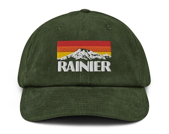 Mount Rainier Corduroy Hoed National Park Washington Mountain Retro Olijfgroen