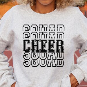 Cheer Squad SVG PNG, Cheerleader Shirt SVG, Cheer Competition, Stacked Text, Sublimation Design, Digital Craft Files For Cricut & Silhouette