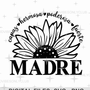 Tournesol Madre Svg, Svg mère espagnole, maman Svg, cadeau inspirant pour elle, maman citation Svg, dessins maman Svg, maman Svg, téléchargement numérique