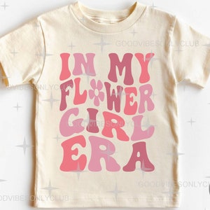 In My Flower Girl Era PNG SVG, festa de casamento SVG, texto retro ondulado, design de sublimação de camisa infantil, arquivos de corte digital para Cricut/Silhueta
