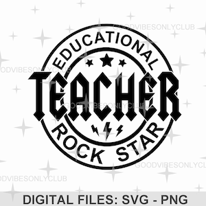 Lehrer pädagogische Rockstar SVG PNG, lustige Lehrer Shirt, Lehrer Wertschätzung Sublimation Design, digitale Dateien für Cricut/Silhouette geschnitten