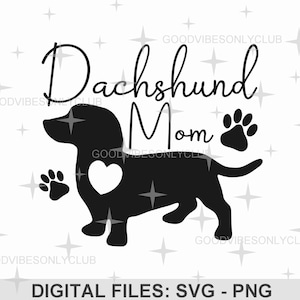 Dackel Mama SVG, Hund Mama Shirt SVG, kleine Mama, Hundeliebhaber, Hundeherz, Sublimationsdesign, digitale Handwerksdateien für Cricut und Silhouette