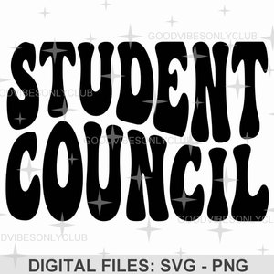 Consejo Estudiantil Retro SVG PNG: Diseño de texto ondulado (Archivos de artesanía digital)