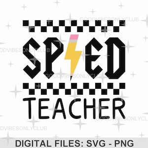 Professor de educação especial PNG SVG, Professor de educação especial, Camisa escolar, Design de sublimação de padrão xadrez, Arquivos de corte digital para Cricut/Silhouette