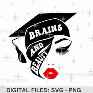 Hersenen en schoonheid, afgestudeerde SVG, senior SVG, gesneden bestanden voor Cricut & silhouet, afstudeershirt, sublimatieontwerp, png-bestand