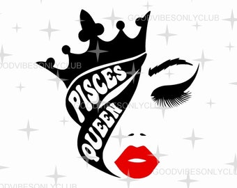 Reina Piscis SVG PNG, Archivo de manualidades para cumpleañera (Descarga digital)