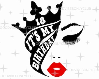 18歳の誕生日の女王 SVG PNG: 私の誕生日のシャツのデザイン (デジタルファイル)