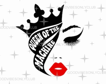 Queen Of The Machine SVG PNG, casino SVG, slots speler shirt design, Las Vegas sublimatie ontwerp, digitale ambachtelijke bestanden voor de Cricut/silhouet