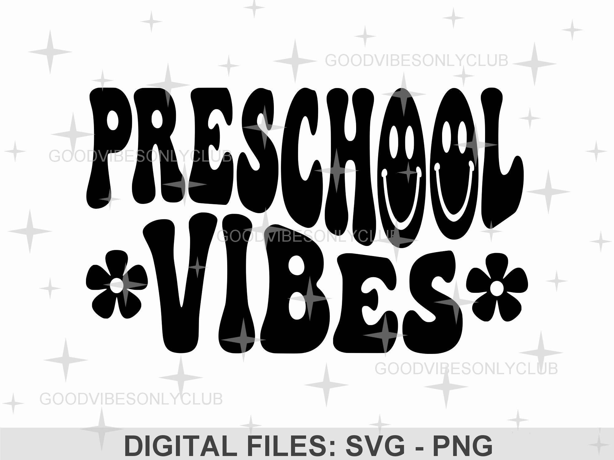 Preschool Vibes SVG Back to School SVG PNG Retro Wavy - Etsy