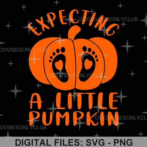 Aspettando una piccola zucca SVG PNG, Annuncio di gravidanza di Halloween (File digitali per il taglio)