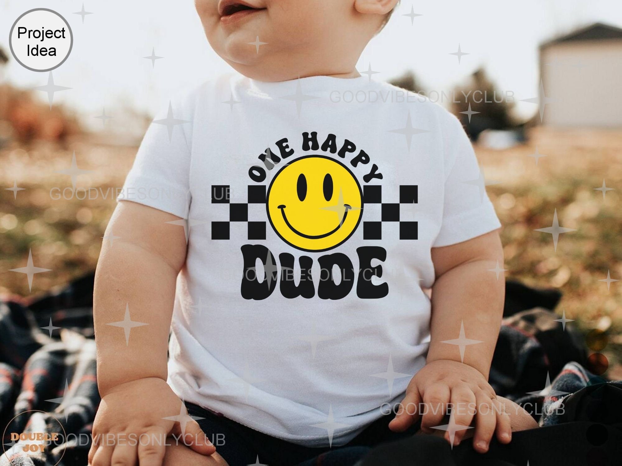 One Happy Dude SVG PNG, 1st Birthday SVG, Retro Happy Face, Birthday ...