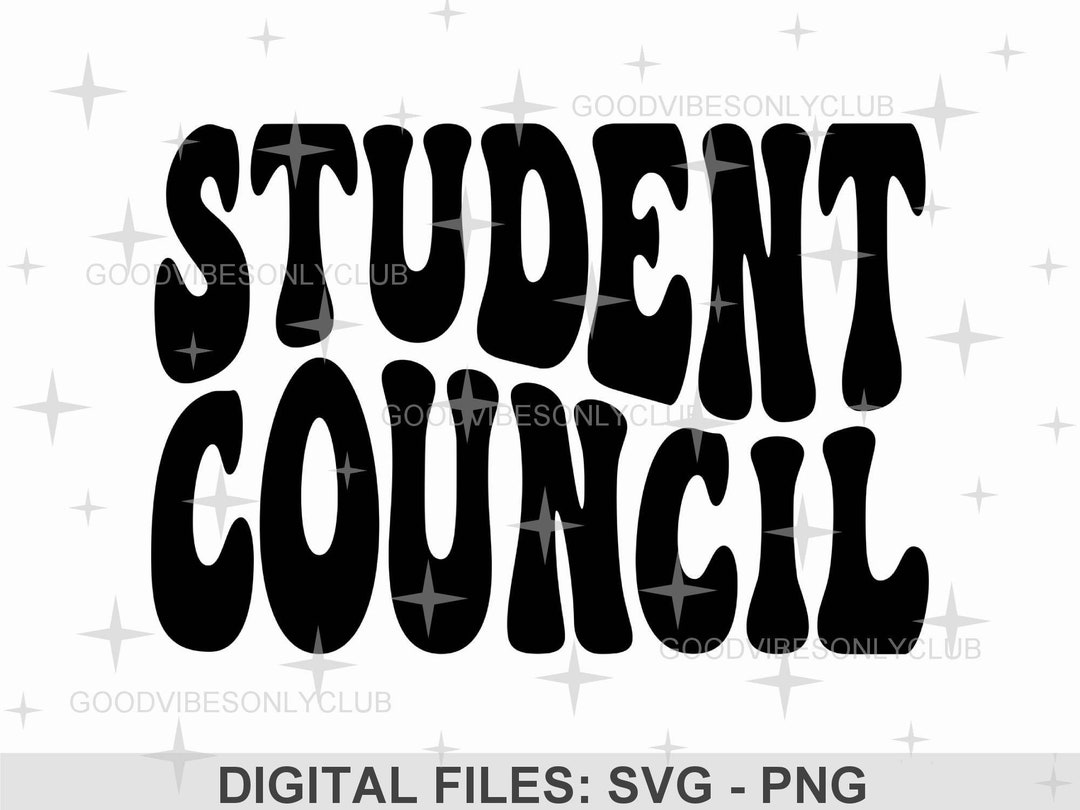 Student Council SVG, Retro Wavy Text SVG, Middle School, High School