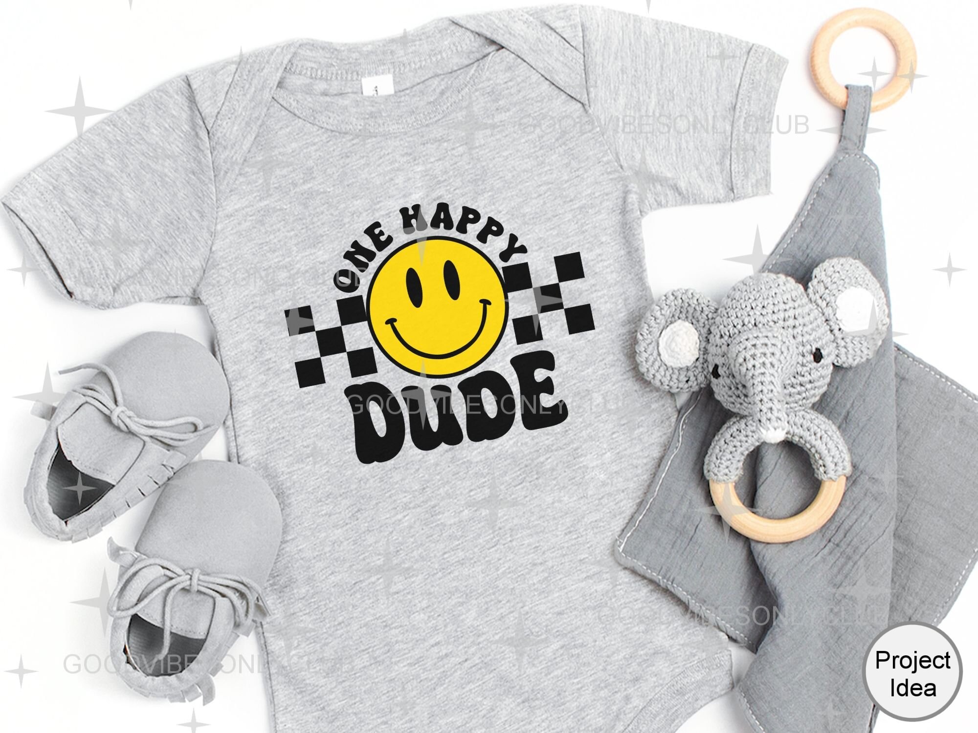 One Happy Dude SVG PNG, 1st Birthday SVG, Retro Happy Face, Birthday ...
