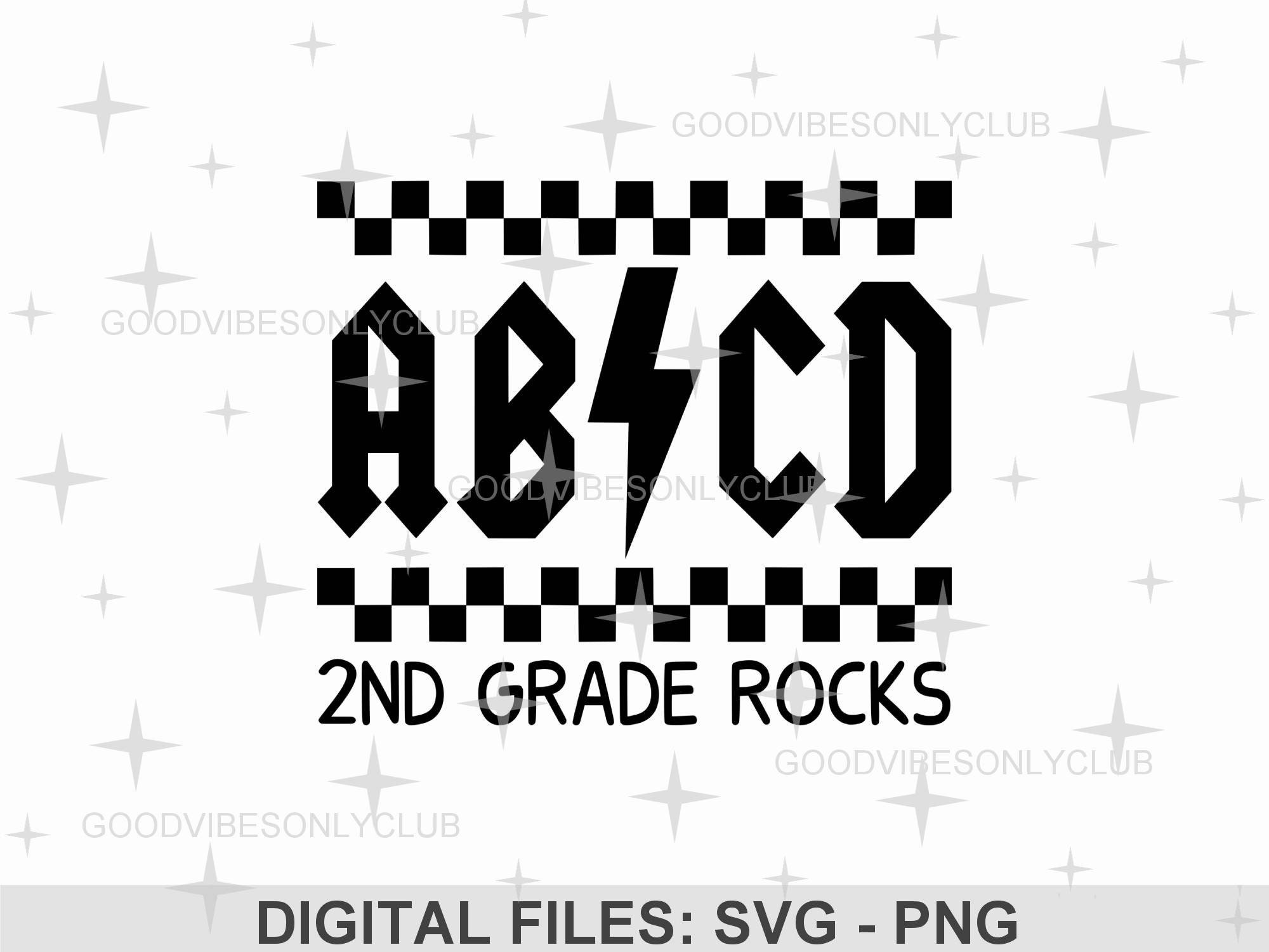 Second Grade Rocks Graphics 2nd Grade Rocks SVG PNG, Second Grade Teacher Shirt, Elementary School ...