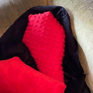 Textured Red Plush Coffin Pillow