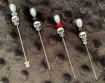 Set of 3 Gothic Skeleton Stick Pin, Corsage, Bouquet, Hat, Scarf, Shawl, Lapel