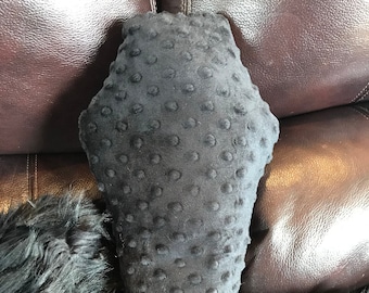 Textured Black Plush Coffin Pillow