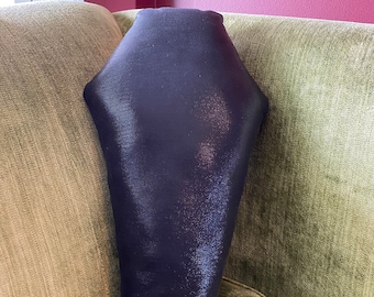 Shiny Black Plush Coffin Pillow