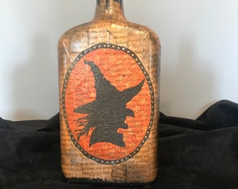 Black and Orange Apothecary Witch Gothic Bottle