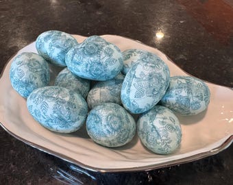 One Dozen Pastel Blue Flower Easter Eggs