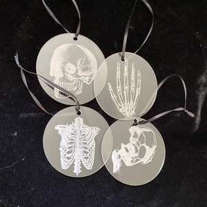 Gothic Skeleton Acrylic Christmas Ornament Set