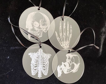 Gothic Skeleton Acrylic Christmas Ornament Set