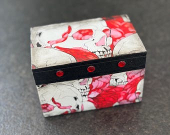 Gothic Red, Pink and Black Skull Box