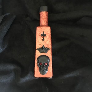 Black and Copper Gothic Apothecary Skull Bottle