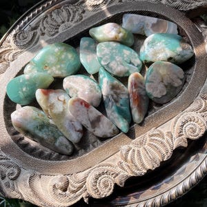 Green Flower Agate tumbles