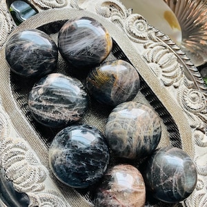 Black Moonstone Palm Stone