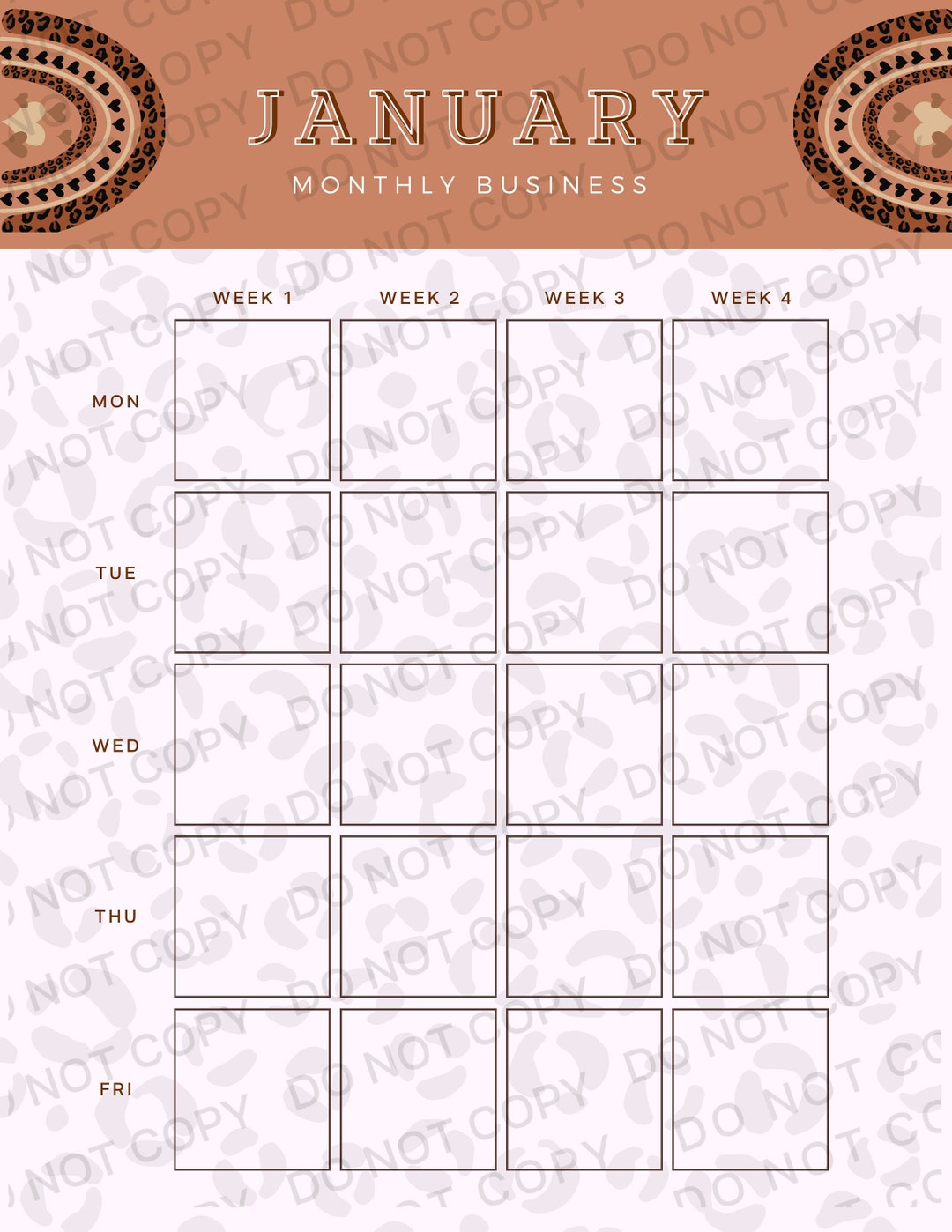 Editable Undated Monthly Business Calendar Project Planner - Etsy