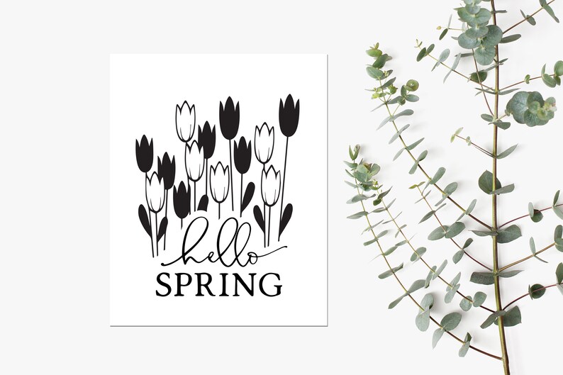 Hello Spring Printable Wall Art Spring Wall Decor Office Etsy