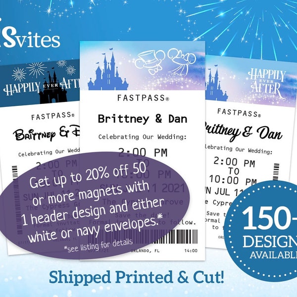 Exclusive Magnet Bundle Up to 20% Off - Choose 1 Header 1 Envelope Color for Disney FastPass Save the Dates with a magnetic backing