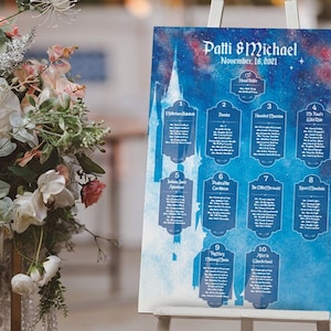 Disney-Hochzeits-Sitzplan-Poster/Schaumstoffmontage (Schloss, Prinzessin und mehr) – Kann mit Fastpass-Sitzkarten und Guidemaps verwendet werden