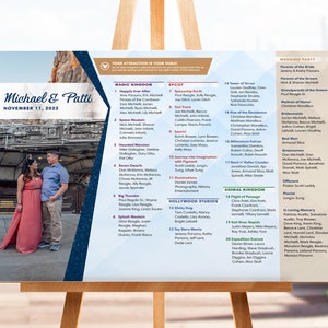 NUEVO póster con tabla de asientos del mapa de Disney World Park / Montado en espuma actualizado para 2022 - Úselo con tarjetas de asientos y mapas guía Fastpass