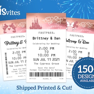 Disney Fastpass Rose Gold Save the Dates Wedding/Birthday/Shower/etc Save the Date (Cut & Printed on Cardstock or Magnet)