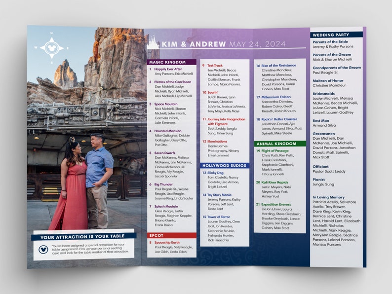 2023 Disney World Park Wedding Guide Map Brochure Professionally PRINTED & SHIPPED Newest Version Fully Customizable image 3