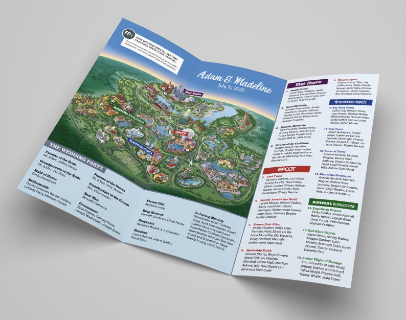 Disney World Classic Wedding Brochure Guide Map Style For Your Disney Wedding/Anniversary/Reunion/Event CUSTOMIZABLE Shipped Folded image 5