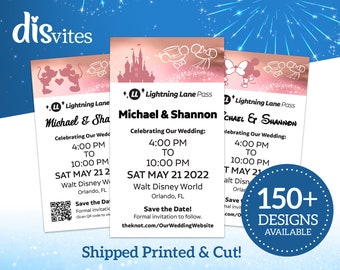 Disney Genie+ LL Fastpass Rose Gold Save the Dates Wedding/Birthday/Shower/etc Save the Date (Cut & Printed on Cardstock or Magnet)