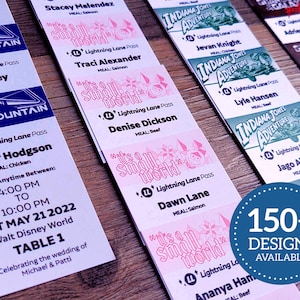 Genie+ Lightning Lane Escort/Seating Cards (Printed & Cut) Available as Magnets for Wedding/Birthday/etc