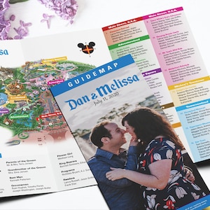 Programme de mariage Disneyland Classic Park Style de carte pour votre mariage/anniversaire/réunion/événement Disney - PERSONNALISABLE expédié plié