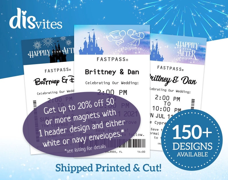 Exclusive Magnet Bundle Up to 20% Off Choose 1 Header 1 Envelope Color for Disney FastPass Save the Dates with a magnetic backing image 1