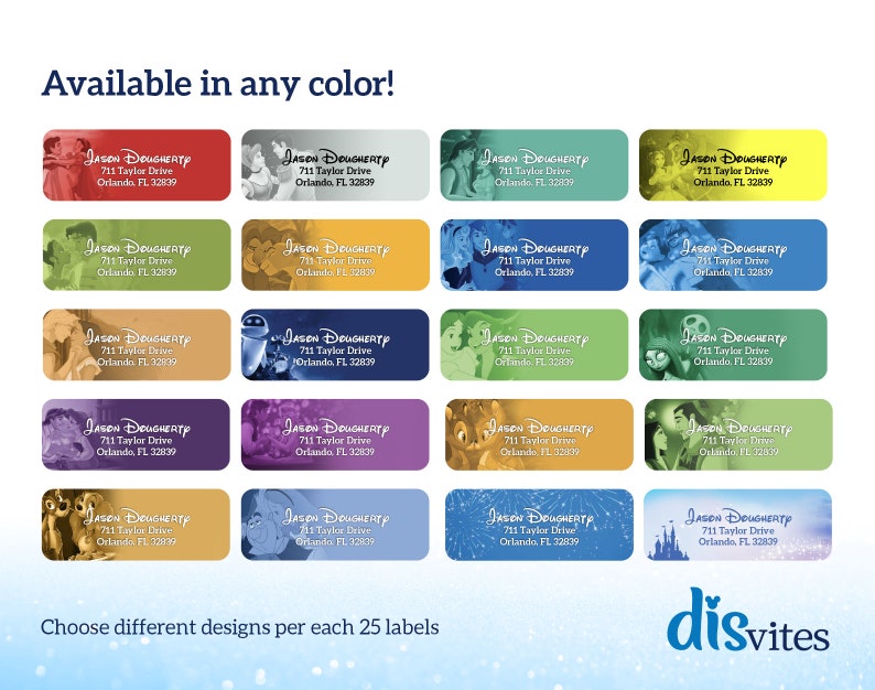 Disney Address Labels CUSTOMIZABLE Disney Princess Mailing Etsy UK