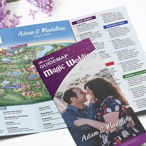 Disney World Klassieke bruiloftsbrochure Gidskaartstijl voor uw Disney-bruiloft/verjaardag/reünie/evenement - AANPASBAAR verzonden gevouwen