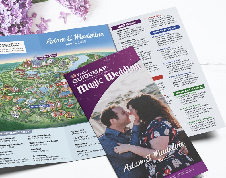 Disney World Classic Wedding Brochure Guide Map Style For Your Disney Wedding/Anniversary/Reunion/Event CUSTOMIZABLE Shipped Folded image 1